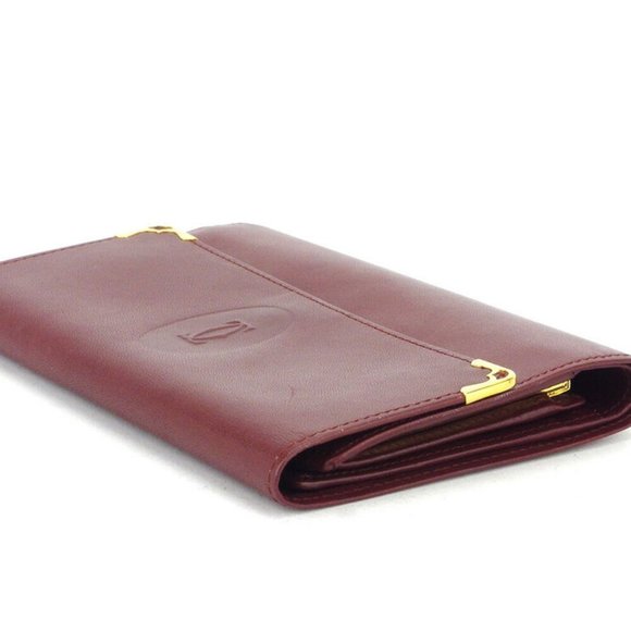 Authentic Cartier purses mast line Bordeaux leather Auth used - Picture 3 of 8